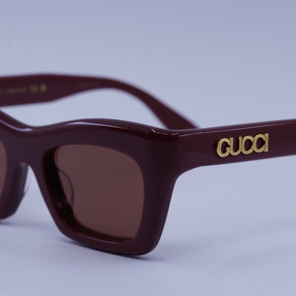 Gucci GG1773SA 002 Sunglasses Burgundy Cay Eye Frame, Brown Lenses - Picture 4 of 12